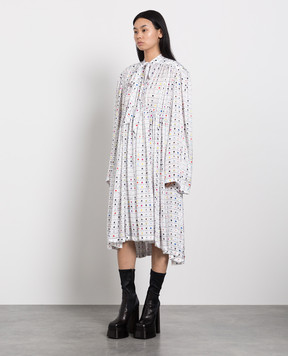 Balenciaga Белое платье в принт 680795TLL11