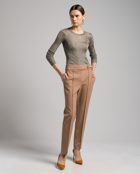 Ermanno Scervino Коричневі штани з вовни з ремінцем D436P311IDF