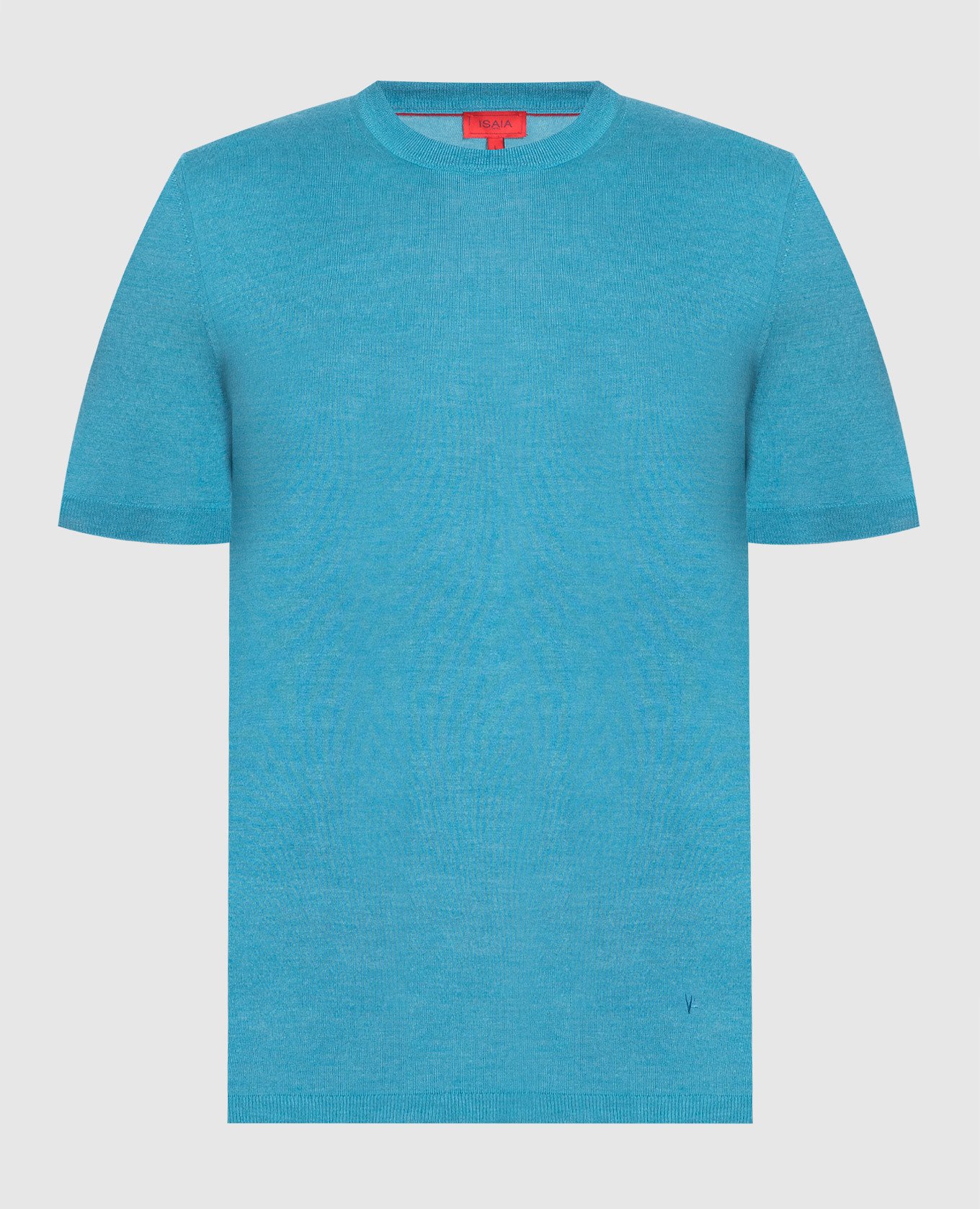 Голубая футболка из кашемира и шелка