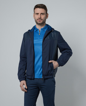 Stefano Ricci Синяя комбинированная куртка с кожей M7J4100150PL001H