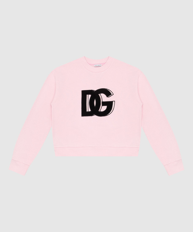 Dolce&Gabbana Children's pink DG textured logo sweatshirt L5JW8OG7IGH46