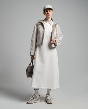 Brunello Cucinelli Белое платье-поло с вышивкой логотипа логотип с люрексом M0T63A5209