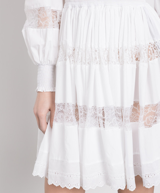 Dolce&Gabbana Біла сукня з мереживом і воланами F6ZD6TFU5UB зображення 5