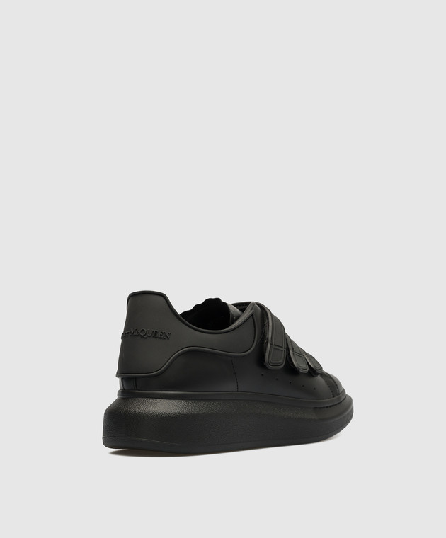 Alexander McQueen Oversized black leather sneakers with logo 750337WIDJK image 3