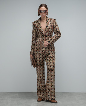 Casablanca Коричневый жакет из шерсти в узор Heart Jacquard WF23JK25101