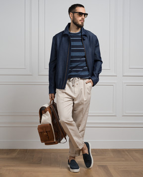 Brunello Cucinelli Синя футболка в смужку MW8401308