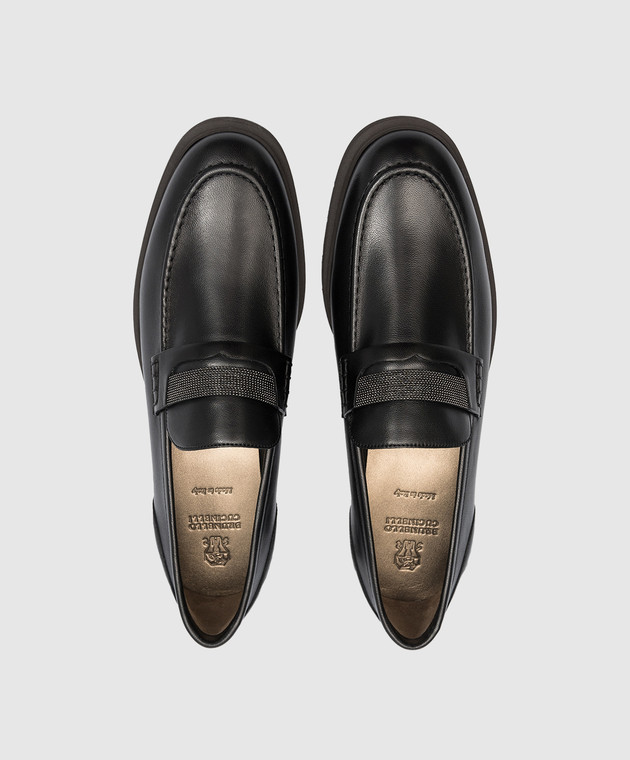 Brunello Cucinelli Черные кожаные лоферы с цепочкой мониль MZNAG2370P изображение 4