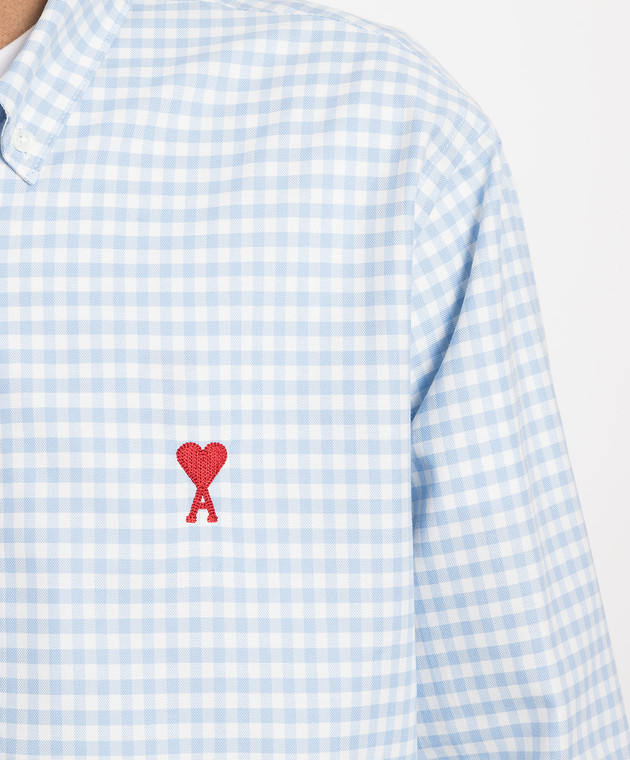 Ami Paris Голубая рубашка в клетку HSH113CO0023 изображение 5