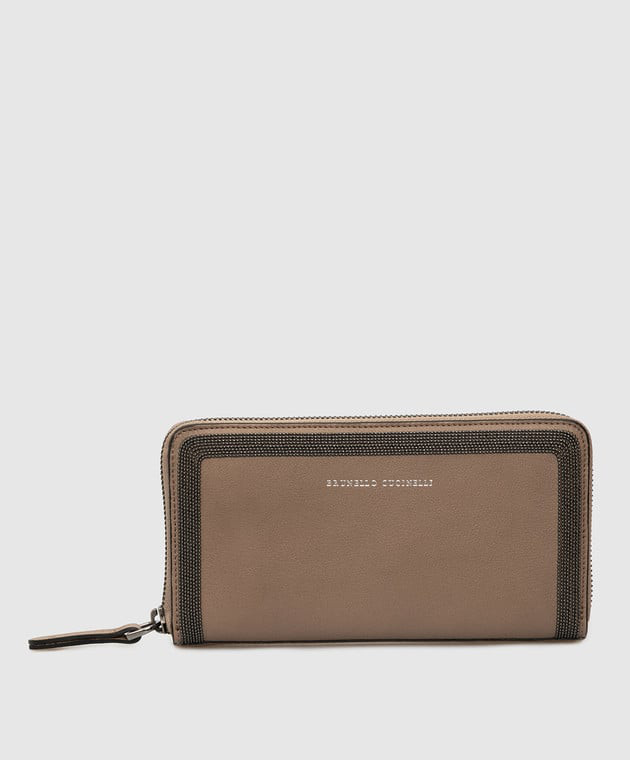 

Темно-бежевый кожаный кошелек с монилью, Кошельки