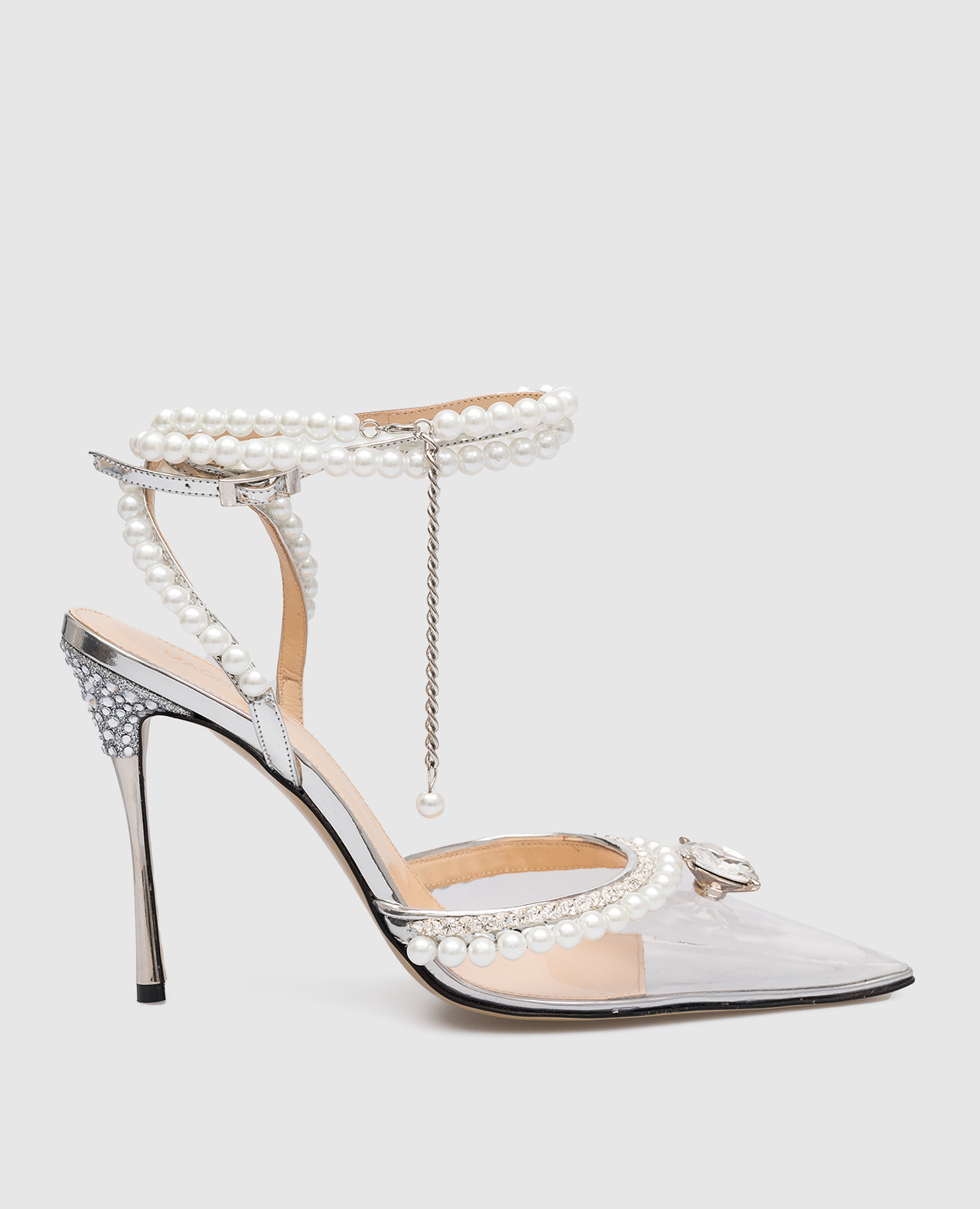 

Серебристые слингбеки Diamond of Elizabeth с кристаллами и бусинами, Серебристый, Босоножки