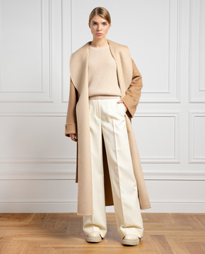 Loro Piana Белые брюки клеш из шерсти в полоску FAN2569