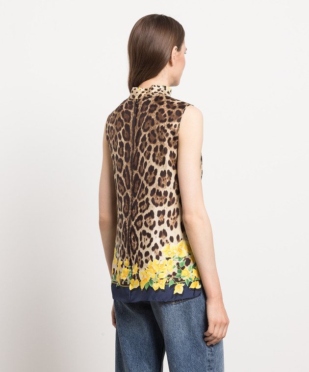 Dolce&Gabbana Brown leopard print silk top F7ZU3TGDF91 image 4