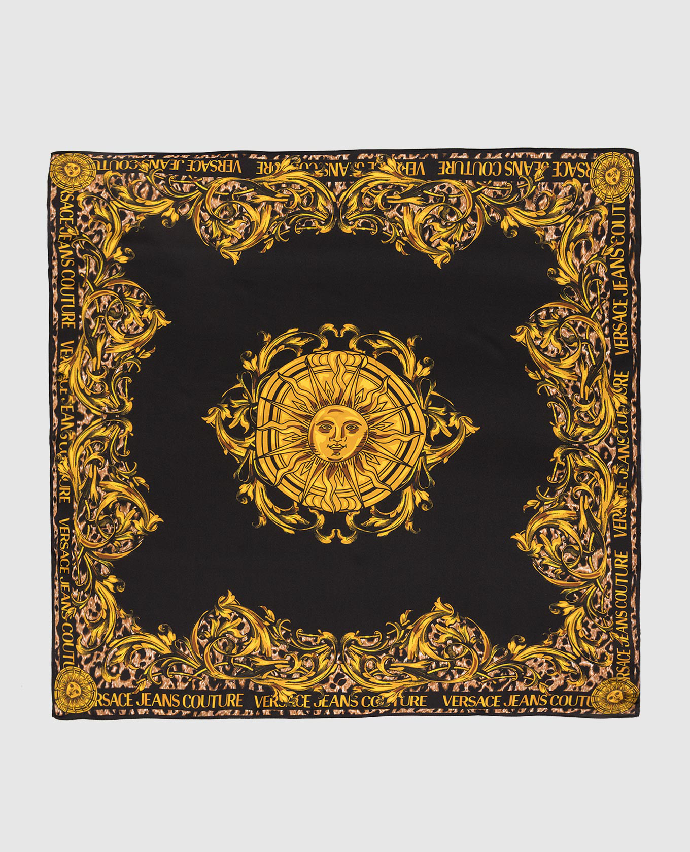 

Шелковый платок в узор Sun Flower Garland, Черный, Платки
