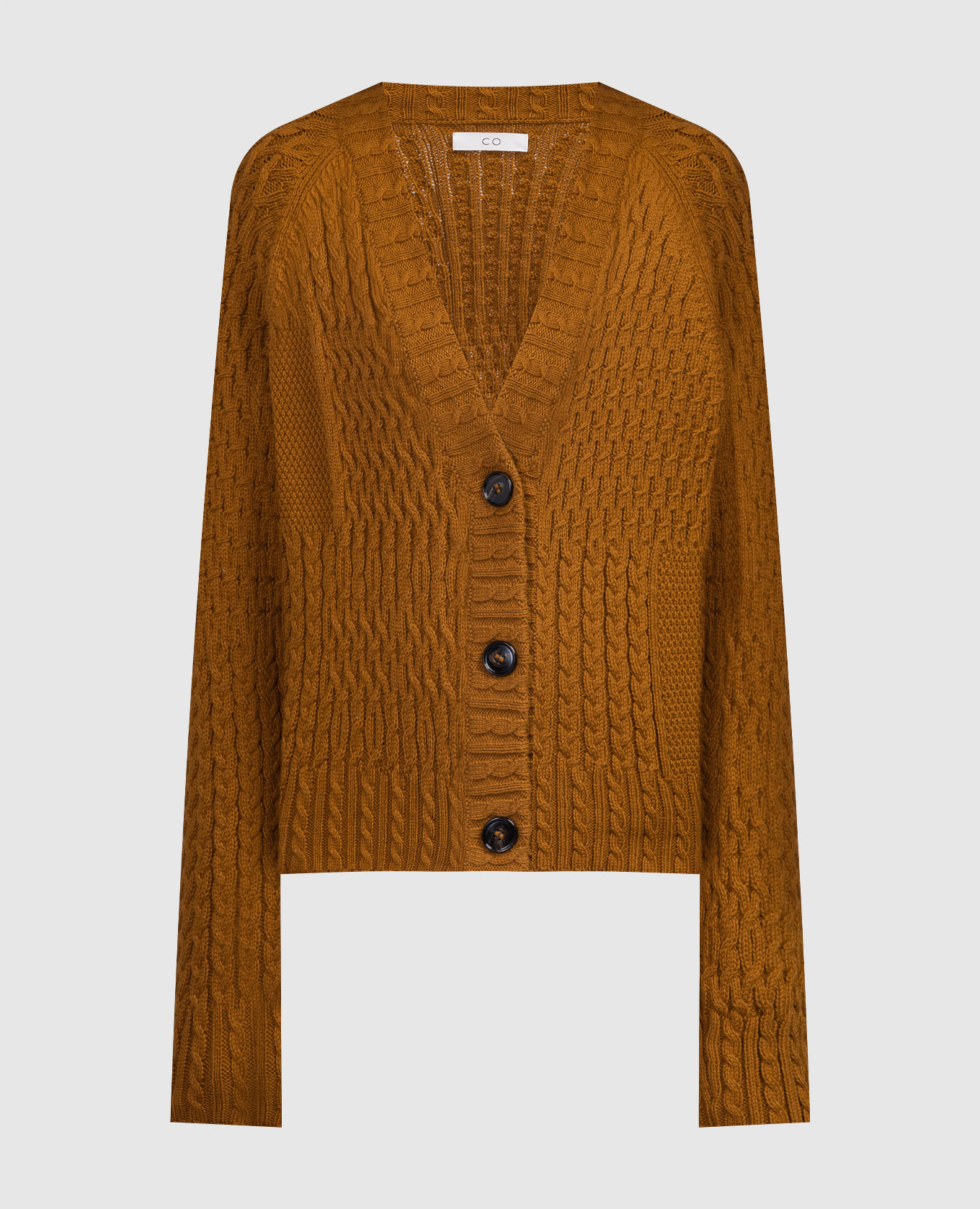 Brown cardigan with textured pattern