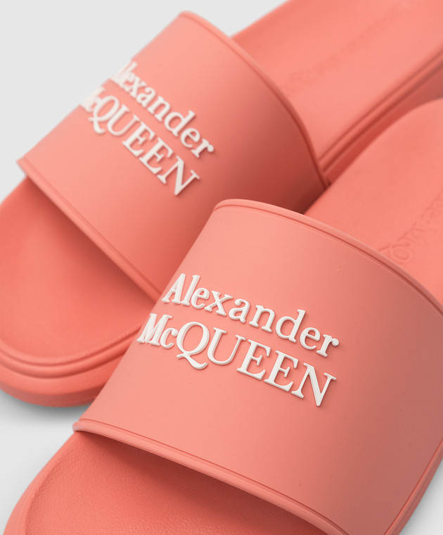 Alexander McQueen Персикові слайдери з логотипом 666983W4RF0 зображення 5
