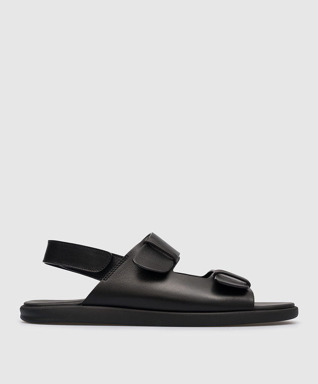 Doucal's Black leather sandals DU3030MYKOUF055