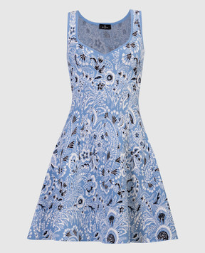 Etro Голубое платье мини с жаккардовым цветочным узором WRKA0014AV144