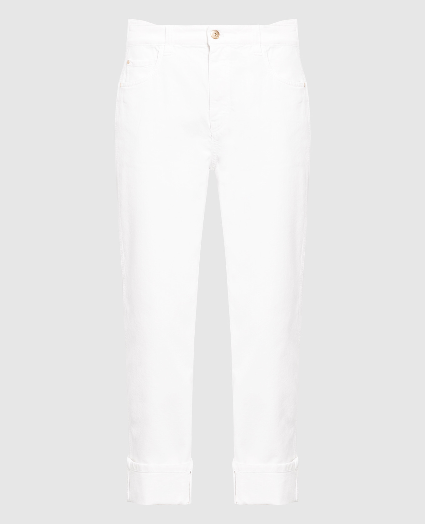 Белые джинсы с цепочками из эколатуни