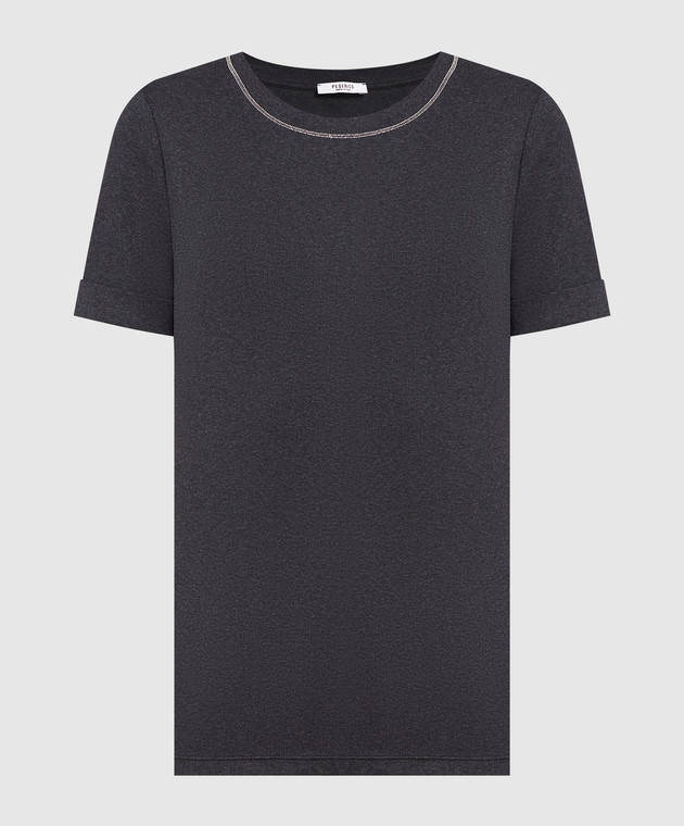 Peserico Gray t-shirt with monil chain S06840J005669