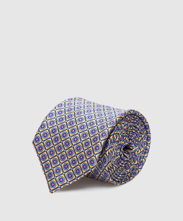Stefano Ricci Дитячий шовковий набір з краватки та хустки-паші в геометричним малюнком. YDX29003