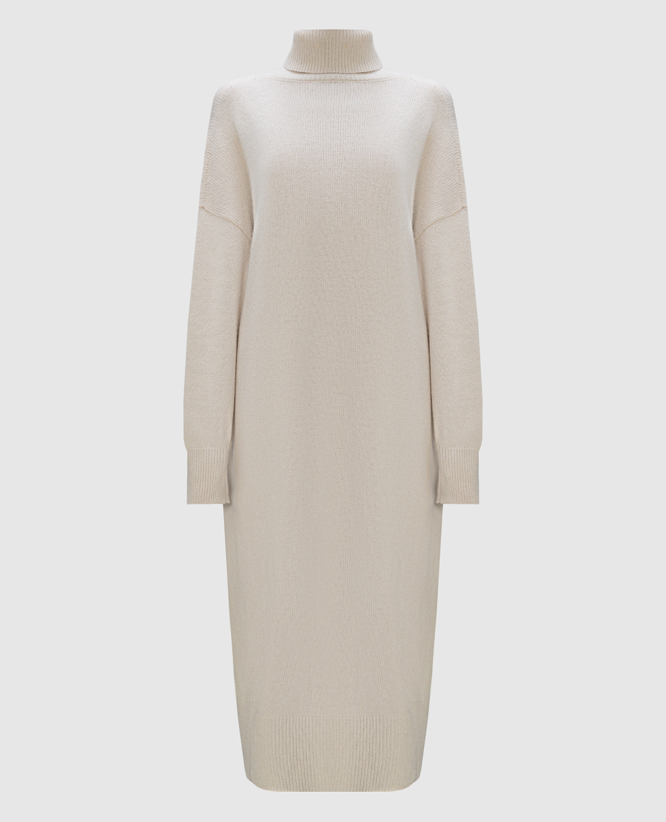 

Бежевое платье миди из шерсти и кашемира, Бежевый, Повседневные платья