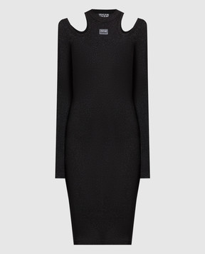 Versace Jeans Couture Черное платье в рубчик с люрексом 73HAO976J0033
