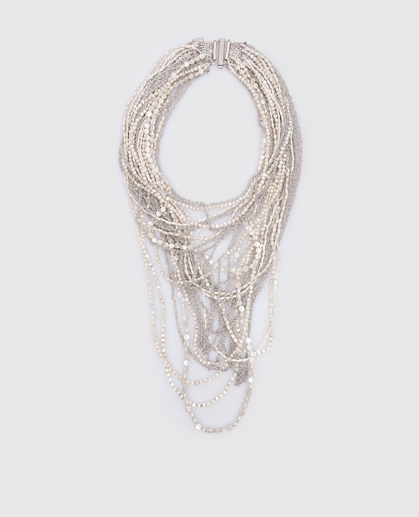 

Серебристые каскадные бусы, Серебристый, Ожерелья