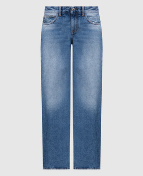 Off-White Сині джинси з ефектом потертості OWYA060F23DEN001