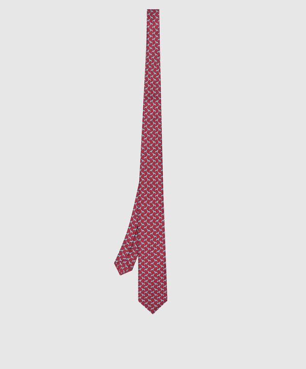 Stefano Ricci Дитячий бордовий шовковий набір із краватки та хустки-паші у візерунок YDHNG300 зображення 3