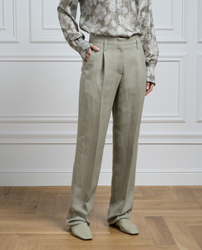 Brunello Cucinelli Брюки цвета хаки с льном MH126P8542