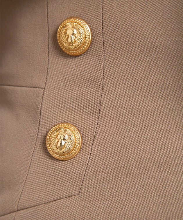 Balmain Brown wool skirt with branded rivets AF1LB810WB05 изображение 5