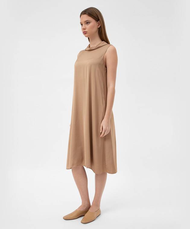 Peserico Темно-бежева сукня міді E0244801940 зображення 3
