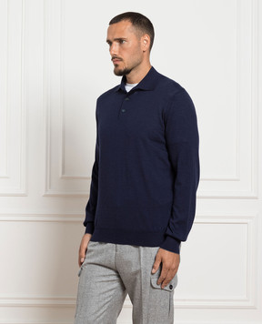 Brunello Cucinelli Синє поло з вовни і кашеміру M2400295