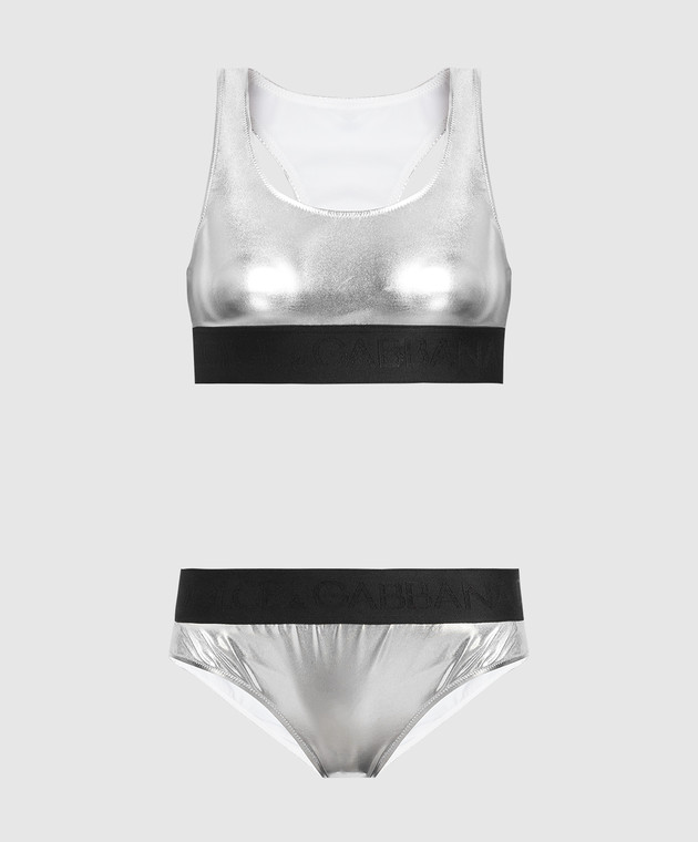 Dolce&Gabbana Silver swimsuit with logo O8C07JFUSOZ