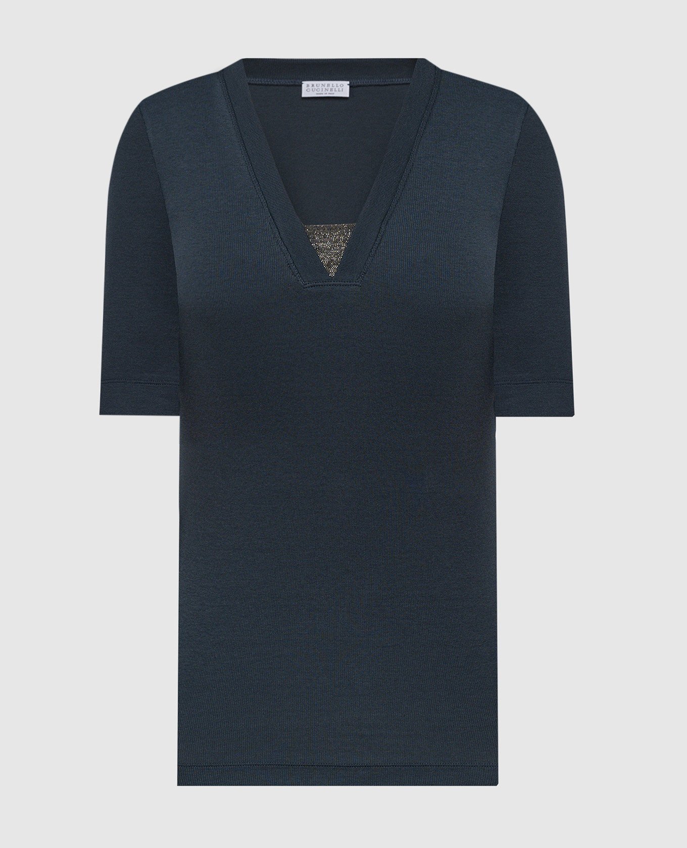 Blue t-shirt with monil chain made of eco-tuni