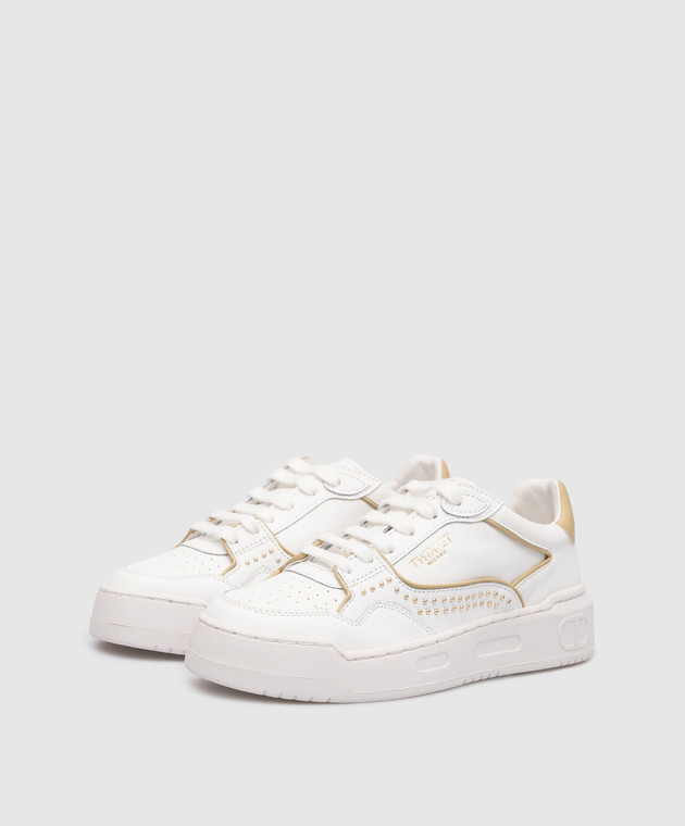 Twinset White sneakers with metal rivets 231TCP100 изображение 2