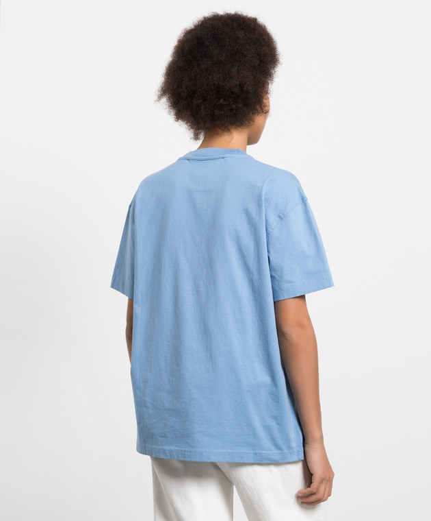 Off-White Голубая футболка с принтом логотипа OWAA089S23JER017 изображение 4
