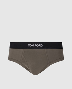 Tom Ford Трусы-брифы с логотипом цвета хаки T4LC11040