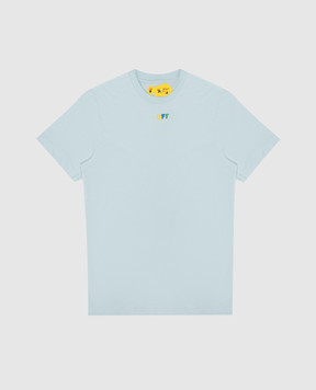 Off-White Детская голубая футболка с принтом логотипа Arrow OBAA002S24JER014