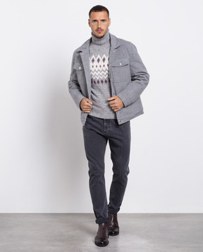 Brunello Cucinelli Серый свитер с узором MSO504303