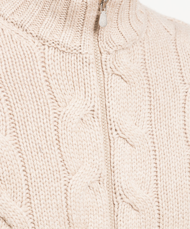 Brunello Cucinelli Бежевий кашеміровий кардиган у фактурний візерунок MA237506 зображення 5