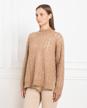 Brunello Cucinelli Коричневий джемпер з люрексом MBG747604P