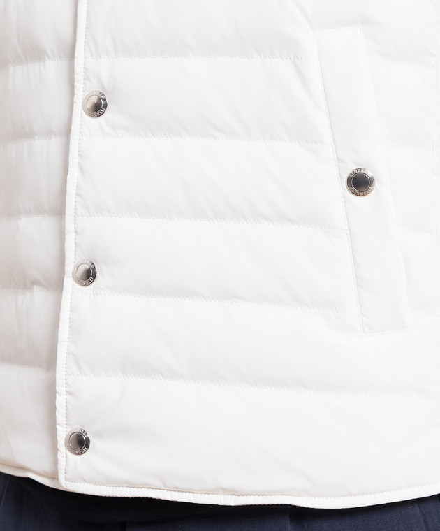 Brunello Cucinelli Білий стьбаний пуховий жилет MM4031711 зображення 5