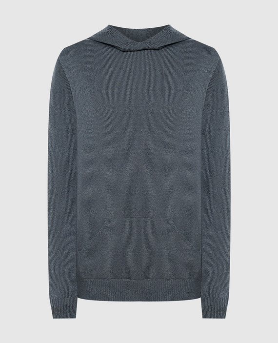 Gray logo cashmere hoodie