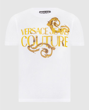 Versace Jeans Couture Біла футболка з принтом Watercolor Couture 76HAHG00CJ00G