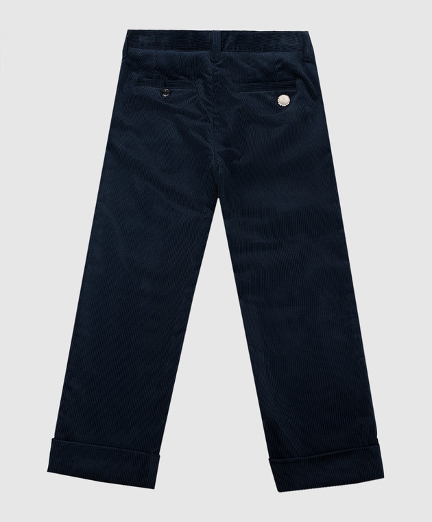 Stefano Ricci Children's blue corduroy pants with logo YUT6400030GF0001 image 2