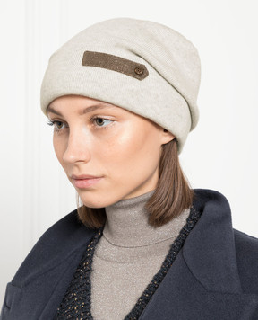 Brunello Cucinelli Сіра шапка з кашеміру з ланцюжком моніль M12189549P