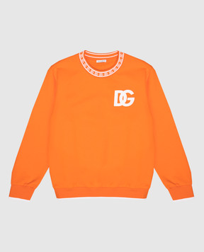 Dolce&Gabbana Детский оранжевый свитшот с вышивкой логотипа L4JWDOG7IJ846