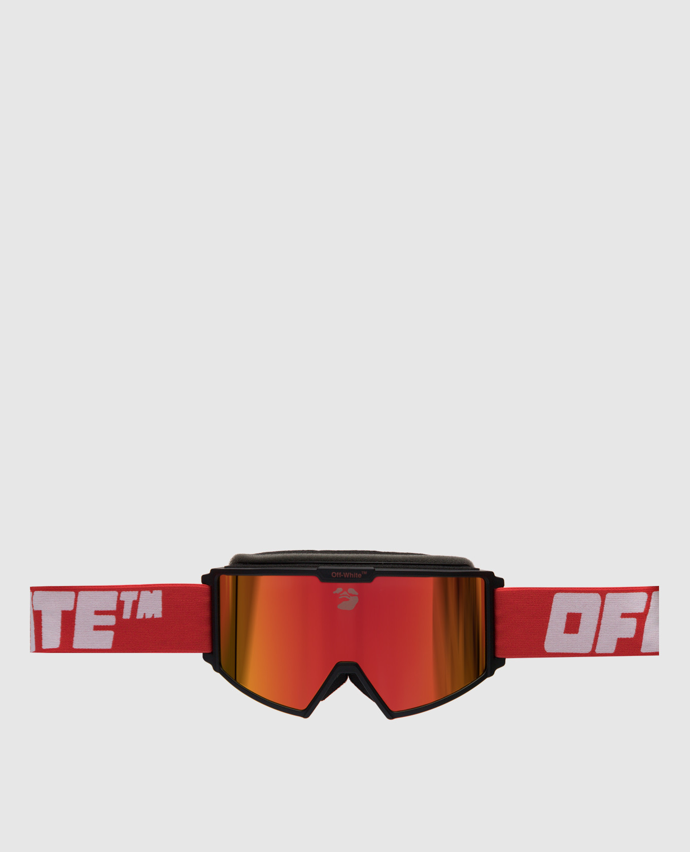 Red ski goggles with logo
