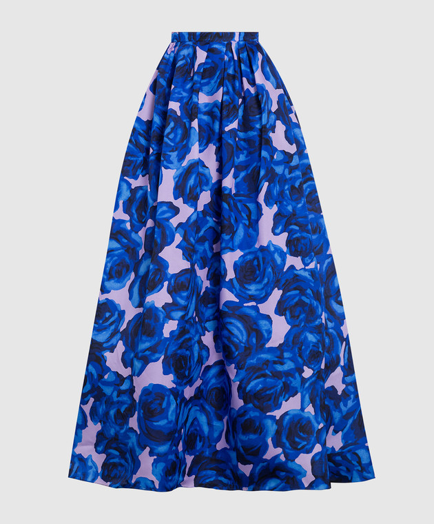 Carolina Herrera Синя спідниця максі з шовку в квітковий принт. R2211N305RGG
